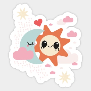 Moon and Sun Cute Design Sticker